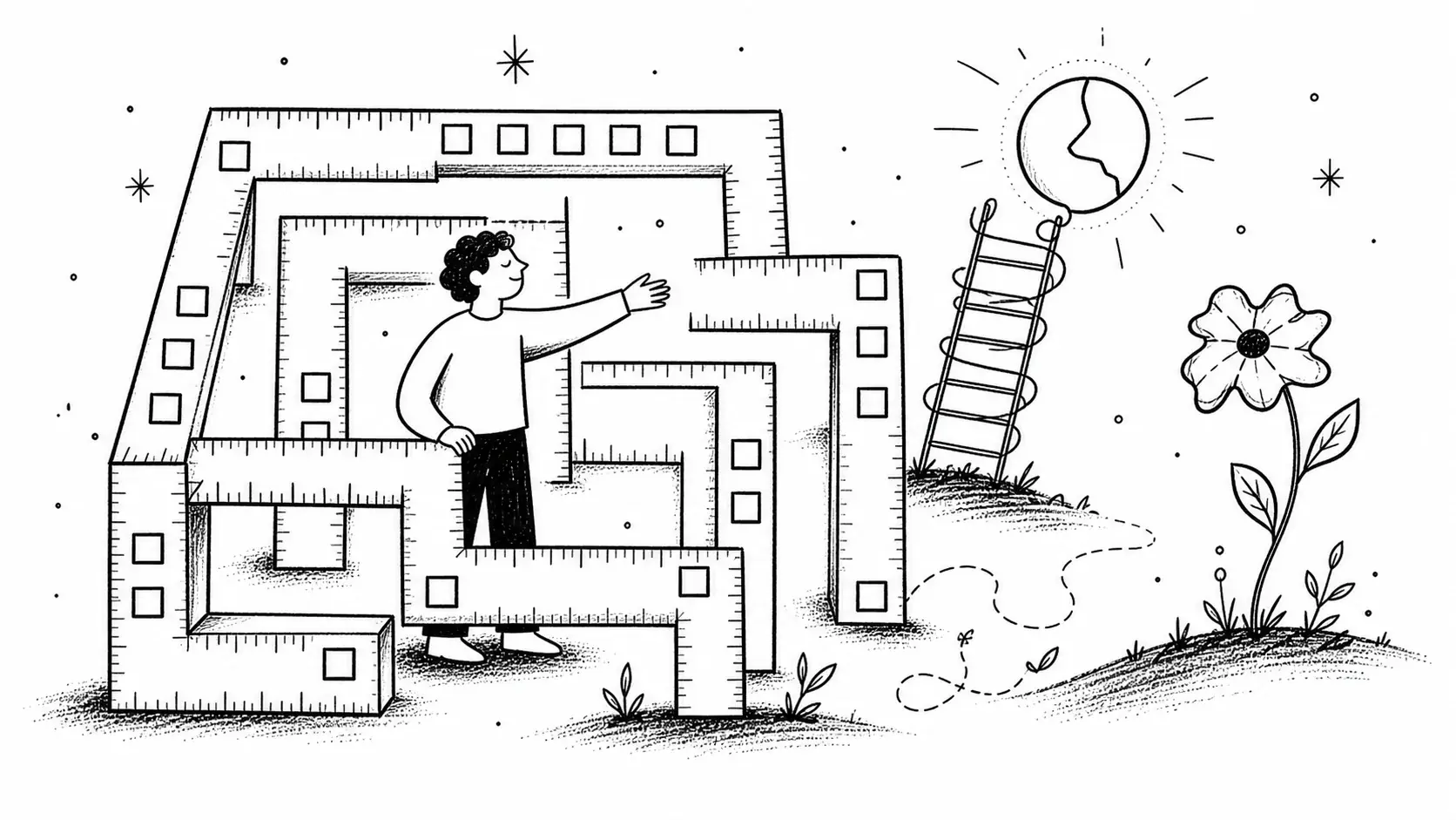 Editorial illustration for the article "How to deal with The Perfectionism Trap?" in Lifestyle, Travel & Personal Reflections.