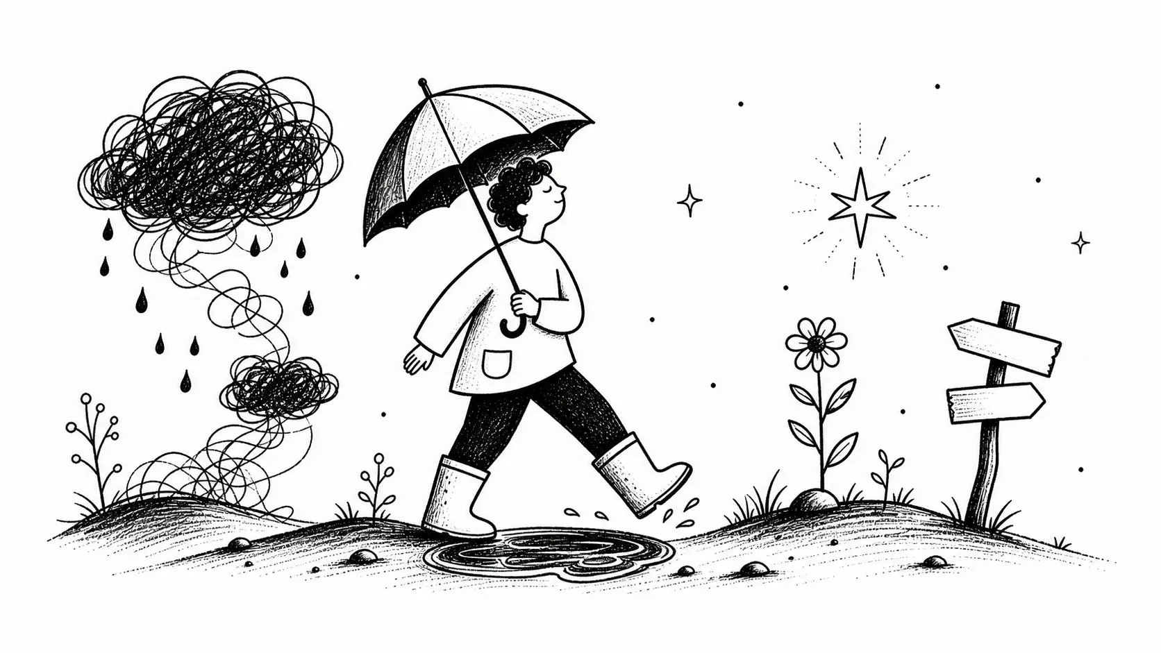 Editorial illustration for the article "Okay Life Sucks, Now Stop Fretting and Get Over it!" in Lifestyle, Travel & Personal Reflections.