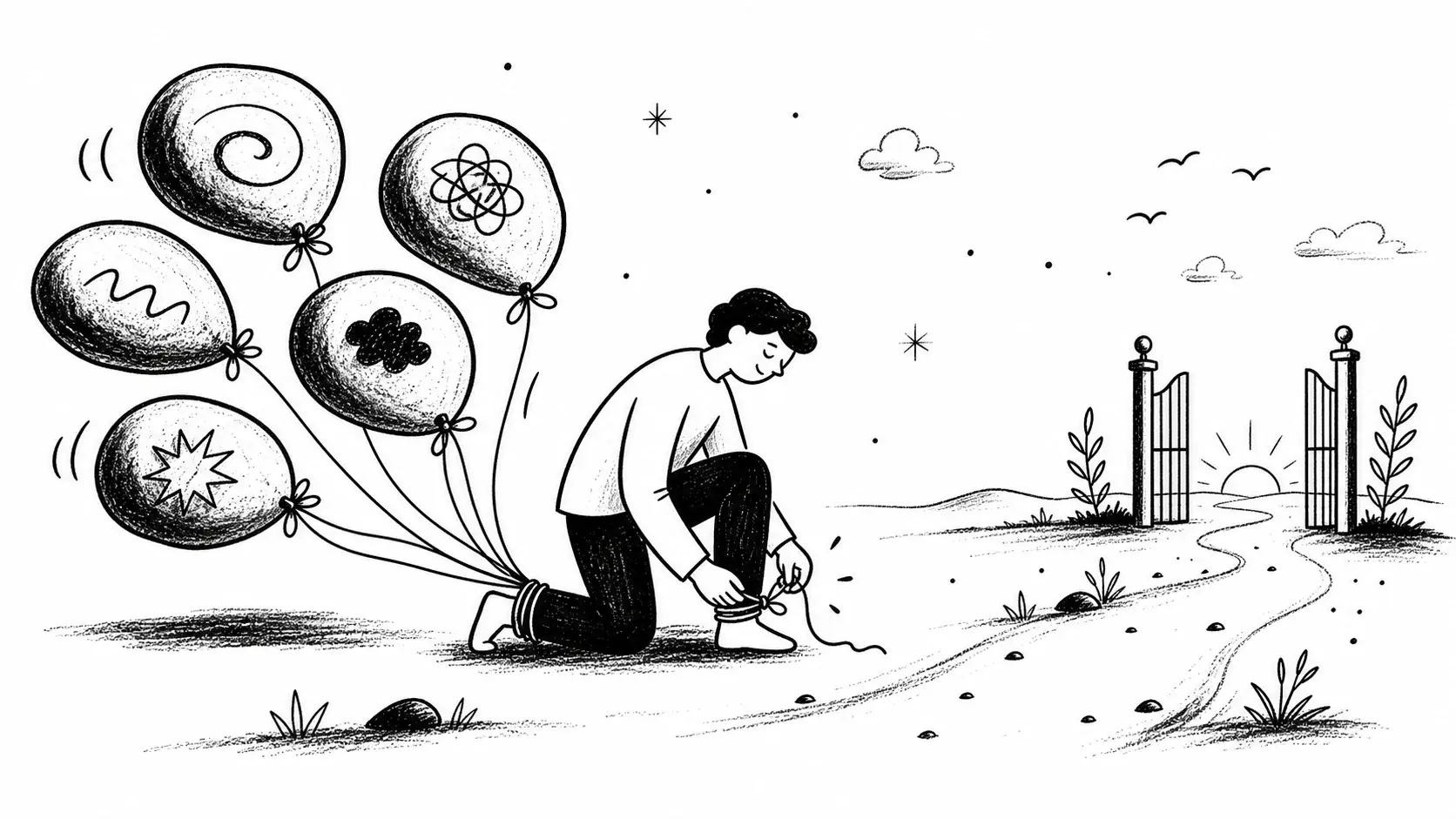 Editorial illustration for the article "11 Biggest Beliefs that Hold You Back" in Lifestyle, Travel & Personal Reflections.