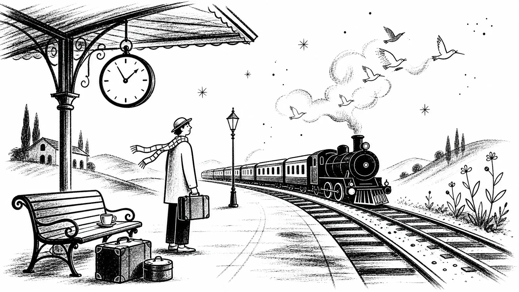 Editorial illustration for the article "An Ode to The Railway Stations" in Lifestyle, Travel & Personal Reflections.